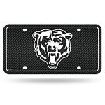 Rico Industries NFL Football Chicago Bears Carbon Fiber Metal Auto Tag 6" x 12" - Great For Truck/Car/SUV