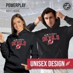 Wright & Ditson NHL Adult Unisex Powerplay Hooded Sweatshirt - Cotton Poly Fleece - Tagless and Comfortable (New Jersey Devils - Black Heather, X-Large)