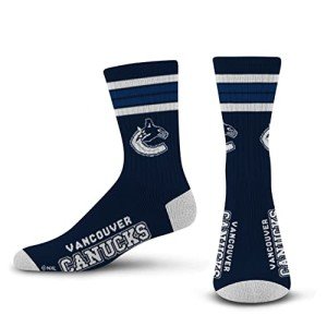 For Bare Feet NHL Vancouver Canucks 4 Stripe Deuce Crew Sock Team Color MEDIUM