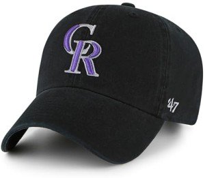 47 Brand MLB Team Color Home Primary Logo Clean Up Adjustable Baseball Cap Hat, Adult One Size Fits All - Colorado Rockies Black