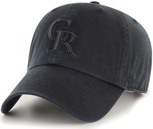 47 Brand MLB Black Black Primary Logo Clean Up Adjustable Baseball Cap Hat, Adult One Size Fits All - Colorado Rockies