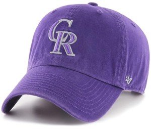 47 Brand MLB Alternate Color Primary Logo Clean Up Adjustable Baseball Cap Hat, Adult One Size Fits All - Colorado Rockies Purple