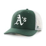 47 MLB Team Color Primary Logo Mesh Trucker Snapback Adjustable Hat Cap, Adult One Size Fits All - Oakland Athletics Green