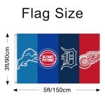 TisTm Detroit Four Team Flag 3x5 feet Basketball Team Flags Holiday Party Sports Yard Indoor Outdoor Decoration Fans Gift