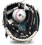 Franklin Sports MLB Youth Teeball Glove + Foam Ball Set - Kids Miami Marlins Baseball + Teeball Mitt and Ball - Perfect First Kids Glove - 9.5"