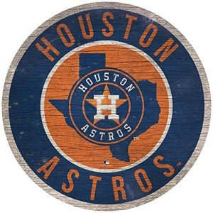 Astros 12" Circle with State and Team Logo Wood Sign