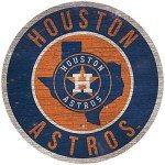 Astros 12" Circle with State and Team Logo Wood Sign
