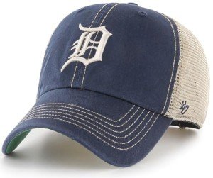 47 MLB Trawler Primary Logo Team Color Mesh Trucker Clean Up Adjustable Hat, Adult One Size Fits All - Detroit Tigers Navy