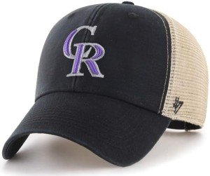 47 Brand MLB Team Color Flagship Mesh Trucker Primary Logo MVP Adjustable Structure Baseball Cap Hat, Adult One Size Fits All - Colorado Rockies Black