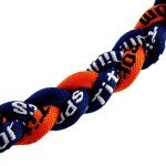 MapofBeauty 18" Three Braided Rope Sport Tornado Necklace (Dark Blue/Orange)