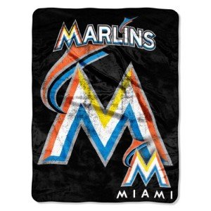 The Northwest Company MLB Miami Marlins Micro Raschel Throw Blanket, 46" x 60", Triple Play