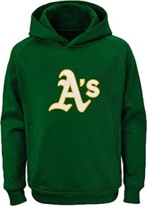 Outerstuff MLB Youth 8-20 Team Color Polyester Performance Primary Logo Pullover Sweatshirt Hoodie - Oakland Athletics Green Large 14-16