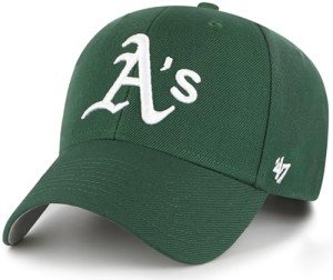 47 Brand MLB Team Color Primary Logo MVP Adjustable Structure Baseball Cap Hat, Adult One Size Fits All - Oakland Athletics Green