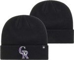 '47 MLB Unisex-Adult Primary Logo Cuffed Knit Primary Logo Team Color Beanie Hat Cold Weather Hat, One Size (Colorado Rockies Black)