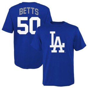 Mookie Betts Los Angeles Dodgers MLB Kids Youth 8-20 Blue Official Player Name & Number Jersey T-Shirt (US, Numeric, 10, 12, Regular, Blue)