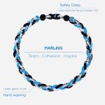 SUPBOMM Baseball Rope Necklaces, League Team Colors Braided Necklace, Baseball Team Gifts, Marlins