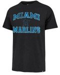 47 MLB Men's Union Arch Franklin Team Color Primary Logo Word Mark Short Sleeve T-Shirt - Miami Marlins Black Large