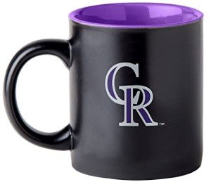 Boelter Brands Two Toned Matte Black Coffee Mug, MLB Team Logo with Inner Team Color (Colorado Rockies)