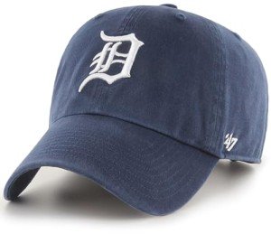 47 Brand MLB Team Color Home Primary Logo Clean Up Adjustable Baseball Cap Hat, Adult One Size Fits All - Detroit Tigers Navy