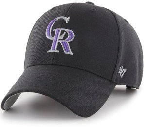 47 Brand MLB Team Color Primary Logo MVP Adjustable Structure Baseball Cap Hat, Adult One Size Fits All - Colorado Rockies Black