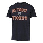 47 MLB Men's Union Arch Franklin Team Color Primary Logo Word Mark Short Sleeve T-Shirt - Detroit Tigers Navy Small