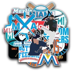 22 PCS Miami Stickers Vinyl Marlins Stickers Pack Baseball Stickers for Water Bottle, Laptop, Bicycle, Computer, Motorcycle, Car Sticker 2-2.5 inches
