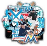 22 PCS Miami Stickers Vinyl Marlins Stickers Pack Baseball Stickers for Water Bottle, Laptop, Bicycle, Computer, Motorcycle, Car Sticker 2-2.5 inches