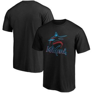 MLB Kids Youth 8-20 Outfield Primary Logo Performance T-Shirt (US, Numeric, 10, 12, Regular, Miami Marlins - Black)