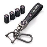 Kaleduo for Huston Astros Baseball Fans Car Keychain with Tire Valve Caps, Car Keyring and Valve Stem Caps Compatible with Key Fob Holder, Delicate Gifts for Men Women, Huston Astros