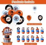PINUO Astros Baseball Party Supplies: Banner, Cake Toppers, Balloons for Baseball Team Party Decorations