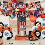 PINUO Astros Baseball Party Supplies: Banner, Cake Toppers, Balloons for Baseball Team Party Decorations