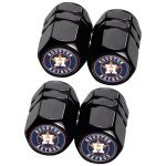 Kaleduo for Huston Astros Baseball Fans Car Keychain with Tire Valve Caps, Car Keyring and Valve Stem Caps Compatible with Key Fob Holder, Delicate Gifts for Men Women, Huston Astros