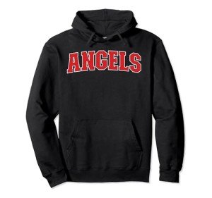 Angels California Souvenir Trip College Style Red Text Pullover Hoodie