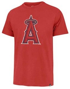 MLB Men's Distressed Imprint Match Team Color Primary Logo Word Mark T-Shirt (Los Angeles Angels Red, Medium)