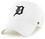 47 MLB White Team Color Primary Logo Clean Up Adjustable Strap Hat Cap, Adult One Size Fits All - Detroit Tigers White