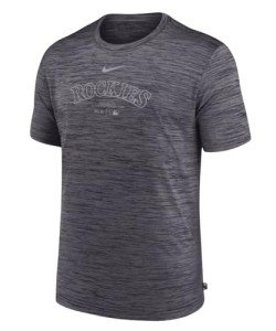 Nike Men's MLB Authentic Collection Velocity Practice T-Shirt (US, Alpha, Large, Regular, Regular, Anthracite, Colorado Rockies)