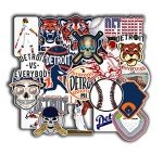 32 PCS Detroit Stickers Vinyl Tigers Stickers Pack Baseball Stickers for Water Bottle, Laptop, Bicycle, Computer, Motorcycle, Car Sticker 2-2.5 inches