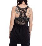 Calhoun NHL Distressed Team Logo Ladies Flowy Racerback Crochet Lace Tank Top (Philadelphia Flyers, X-Large)