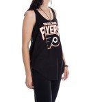 Calhoun NHL Distressed Team Logo Ladies Flowy Racerback Crochet Lace Tank Top (Philadelphia Flyers, X-Large)