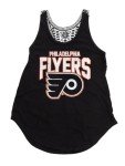 Calhoun NHL Distressed Team Logo Ladies Flowy Racerback Crochet Lace Tank Top (Philadelphia Flyers, X-Large)