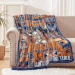 KLFELK Houston Blanket, Baseball Gifts for Men Women, Baseball Merch Fans Coach Gifts 60"x50" Flannel Sports Blankets and Throws for Birthday Game Day.