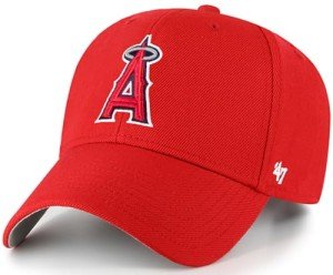 47 Brand MLB Team Color Primary Logo MVP Adjustable Structure Baseball Cap Hat, Adult One Size Fits All - Los Angeles Angels Red