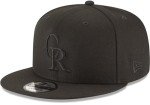 New Era MLB 9FIFTY Black Black Primary Logo Team Adjustable Snapback Hat Cap One Size Fits All - Colorado Rockies Black