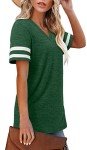 Angerella Short Sleeve Tops for Women Summer Casual V Neck Tshirts Shirts Plus Size Green T Shirt XXL