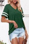 Angerella Short Sleeve Tops for Women Summer Casual V Neck Tshirts Shirts Plus Size Green T Shirt XXL