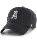 47 Brand MLB Black White Primary Logo Clean Up Adjustable Baseball Cap Hat, Adult One Size Fits All - Los Angeles Angels Black White