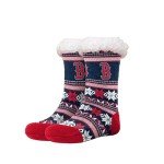 FOCO - Officially Licensed MLB Women's Tall Footy Slipper Socks - One Size Fits Most - Boston Red Sox