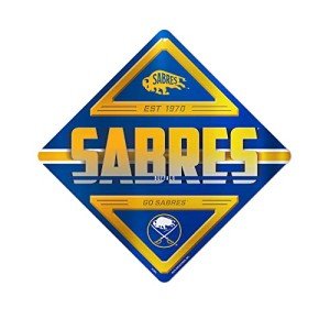 Rico Industries NHL Buffalo Sabres Metal Crossing Sing - Home Decore Perfect for Bed Room, Man Cave, Garage, Silver, 12.25" x 12.25"