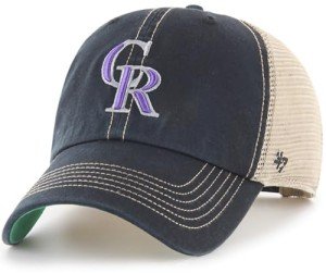 '47 MLB Trawler Team Color Mesh Trucker Clean Up Adjustable Hat, Adult One Size Fits All (Colorado Rockies - Black)