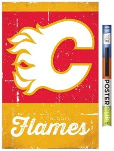 Trends International NHL Calgary Flames - Retro Logo 13 Wall Poster, 22.375" x 34", Poster & Clip Bundle